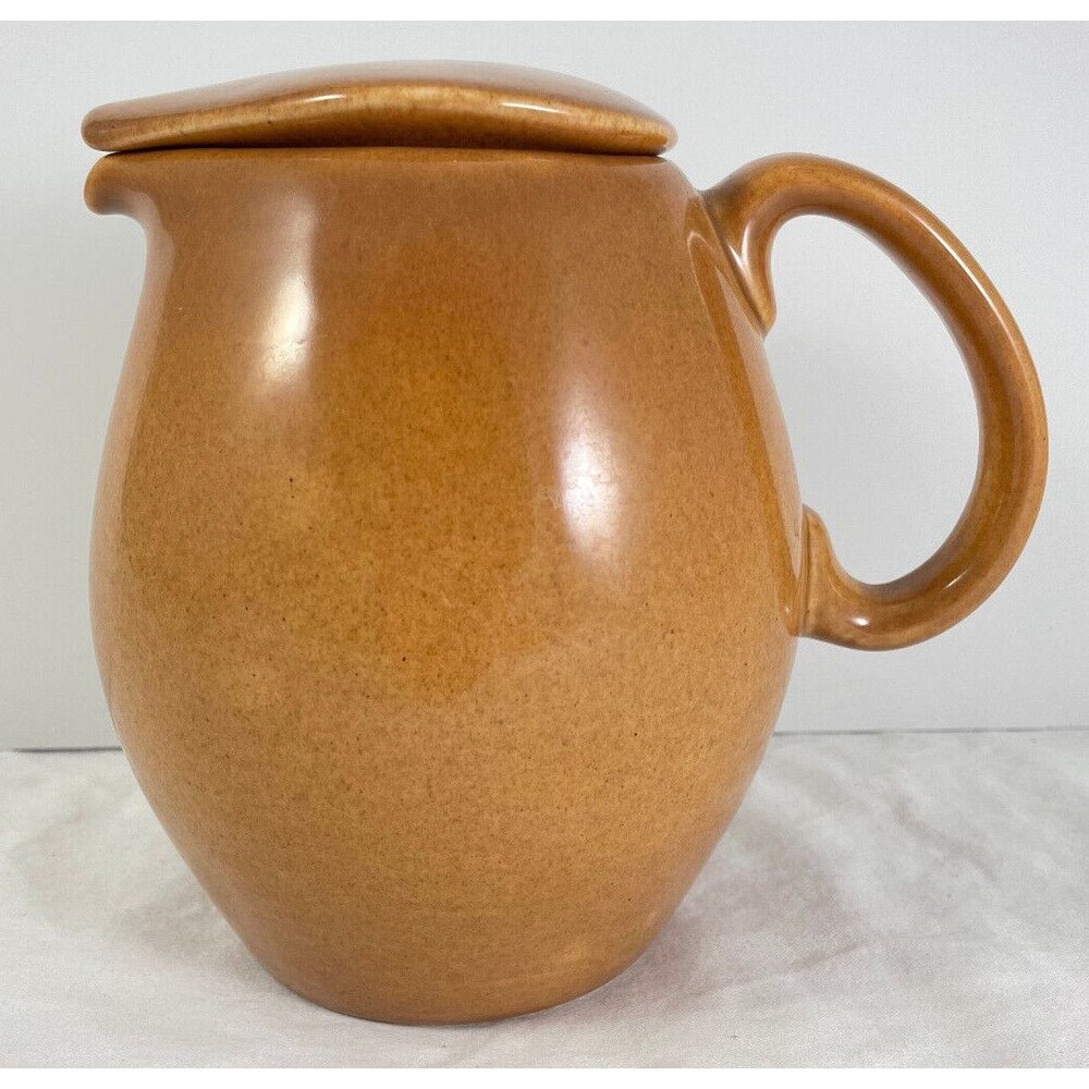 Iroquois Ripe Apricot Pitcher w/Lid Russel Wright Casual VTG 6.5" MCM Brown